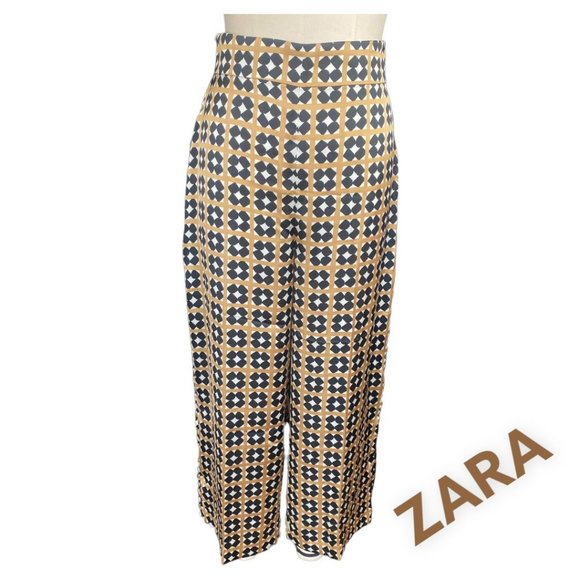 ZARA WIDE LEG GRAPHIC PRINT PANTS (SZ MED) - Picture 7 of 8